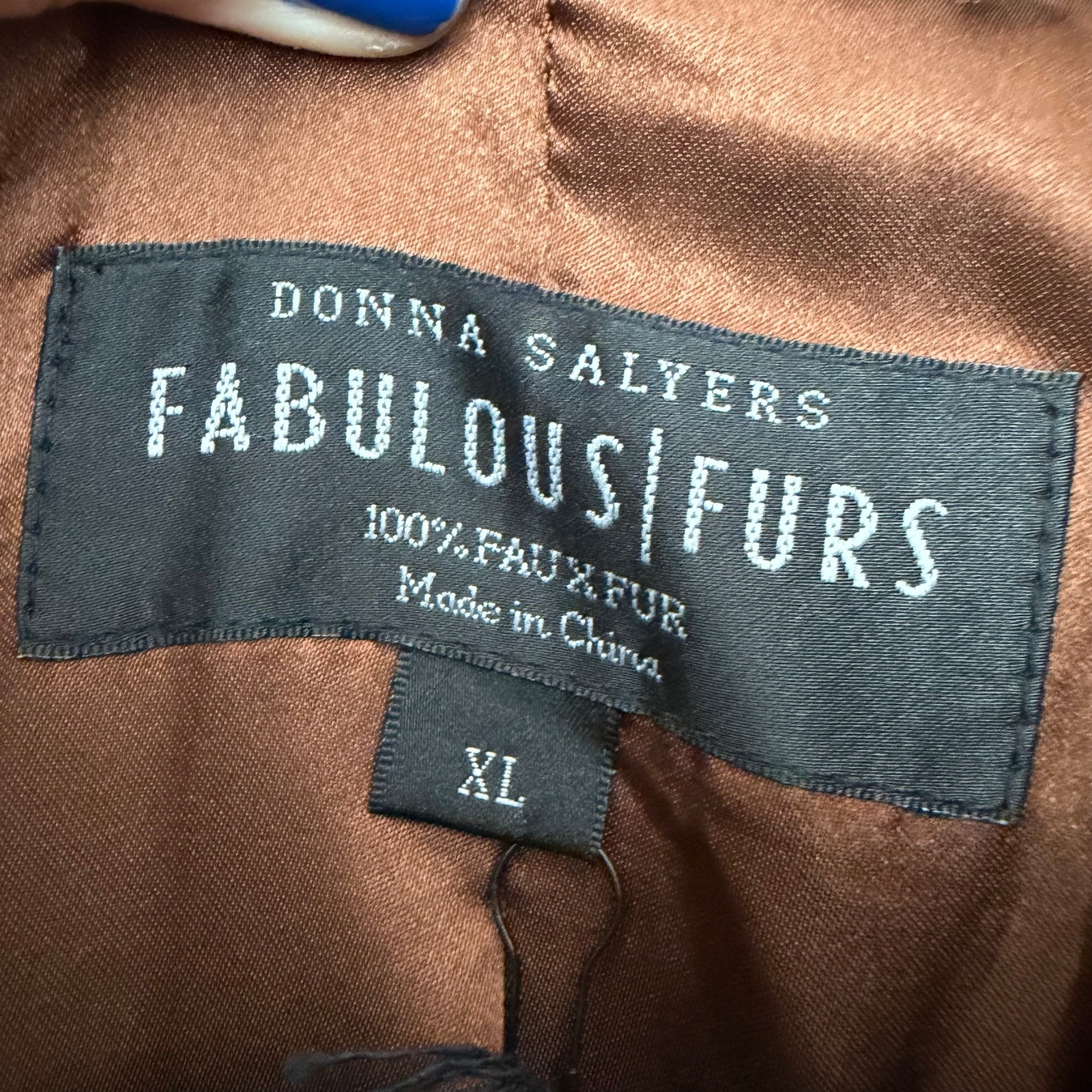 Donna Salyers Fabulous Furs (Xl) Brown Faux Mink Fit Flare Long Coat Nwt — image 7 of 8